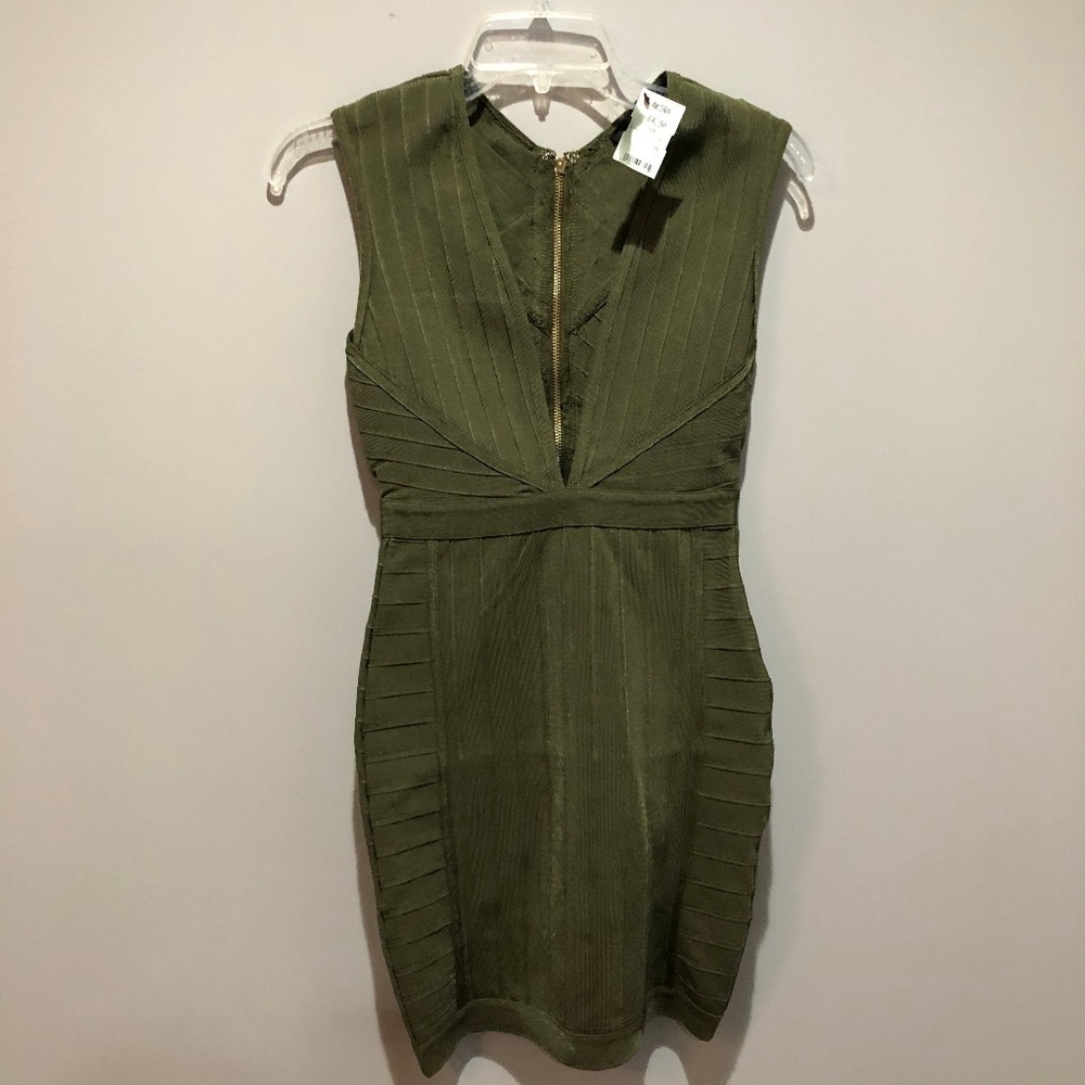 Olive Green Bandage Mini Dress